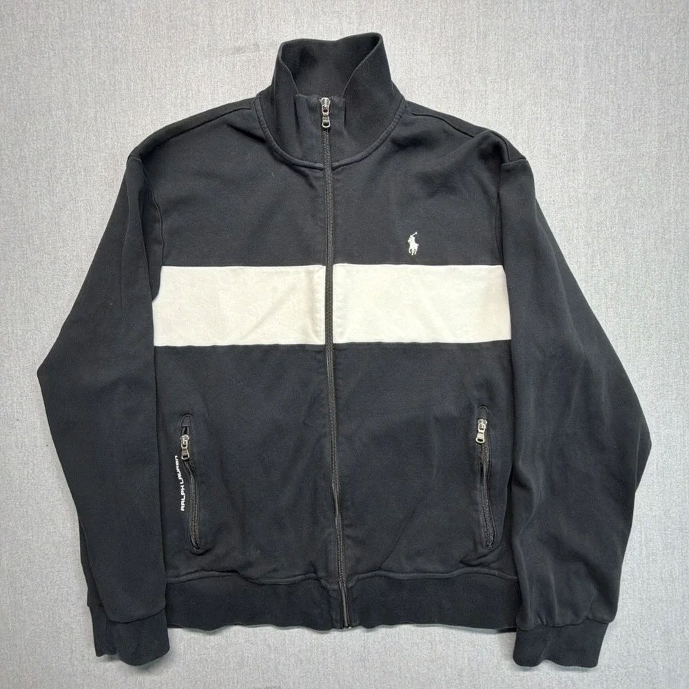 Polo‎ Ralph Lauren Jacket Mens XL Black Performance Full Zip Track Sweatshirt